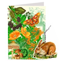 Brown Bunny in Garden Easter Card ~ England